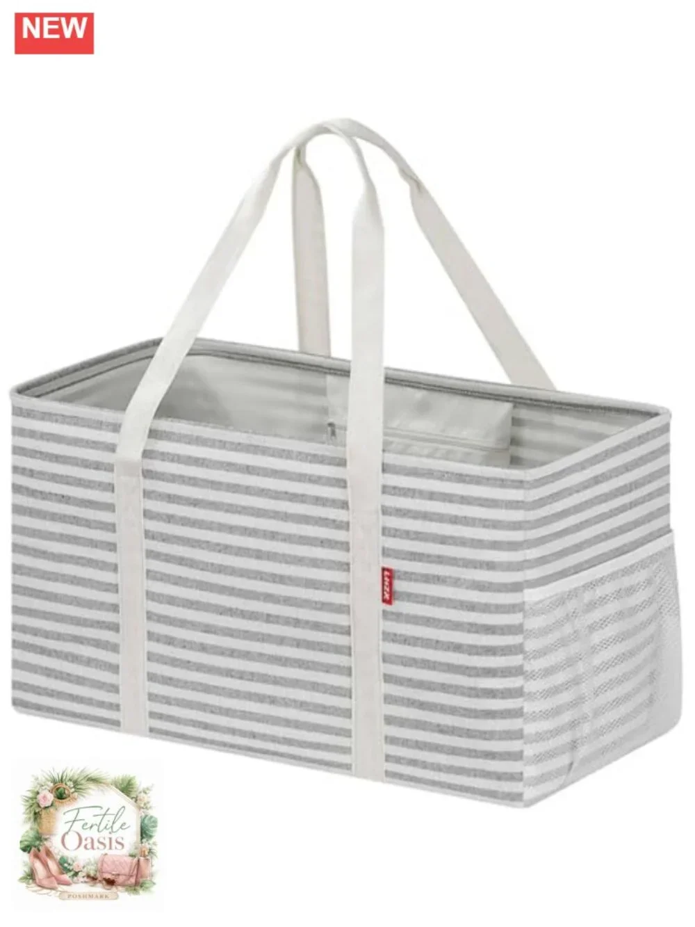 Extra Large Utility Tote Bag with Metal Wire Frame, Waterproof, Foldable,